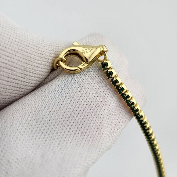 Luxurious 925 Silver Bracelet with Multi Green Stones – Brand New with Tags - Picture 10 of 10